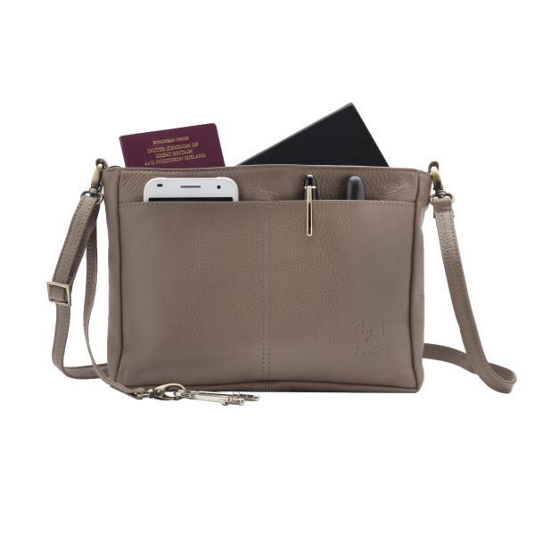 Handväska / Bagpod – Läder, beige/taupe - Bild 2
