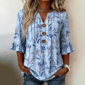 Vintageblus Med Blommönster