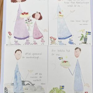 Vykort, 4-pack – Gratulation