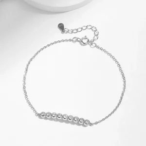 Armband med nio moissaniter – 2,5 mm kantinfattade stenar i färg D på kedja i 925 sterlingsilver, 16+4 cm