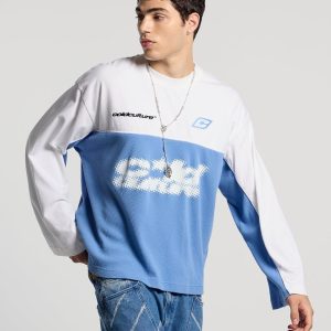 BICOLOR WAFFLE LONGSLEEVE BLÅ & VIT